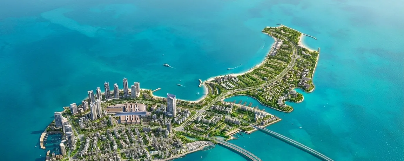 Aerial view of Central Island, Dubai Islands