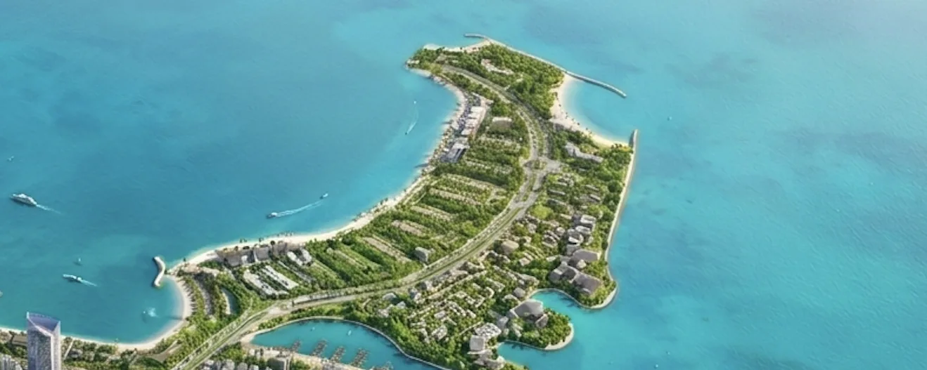 Aerial view of Shore Island, Dubai Islands