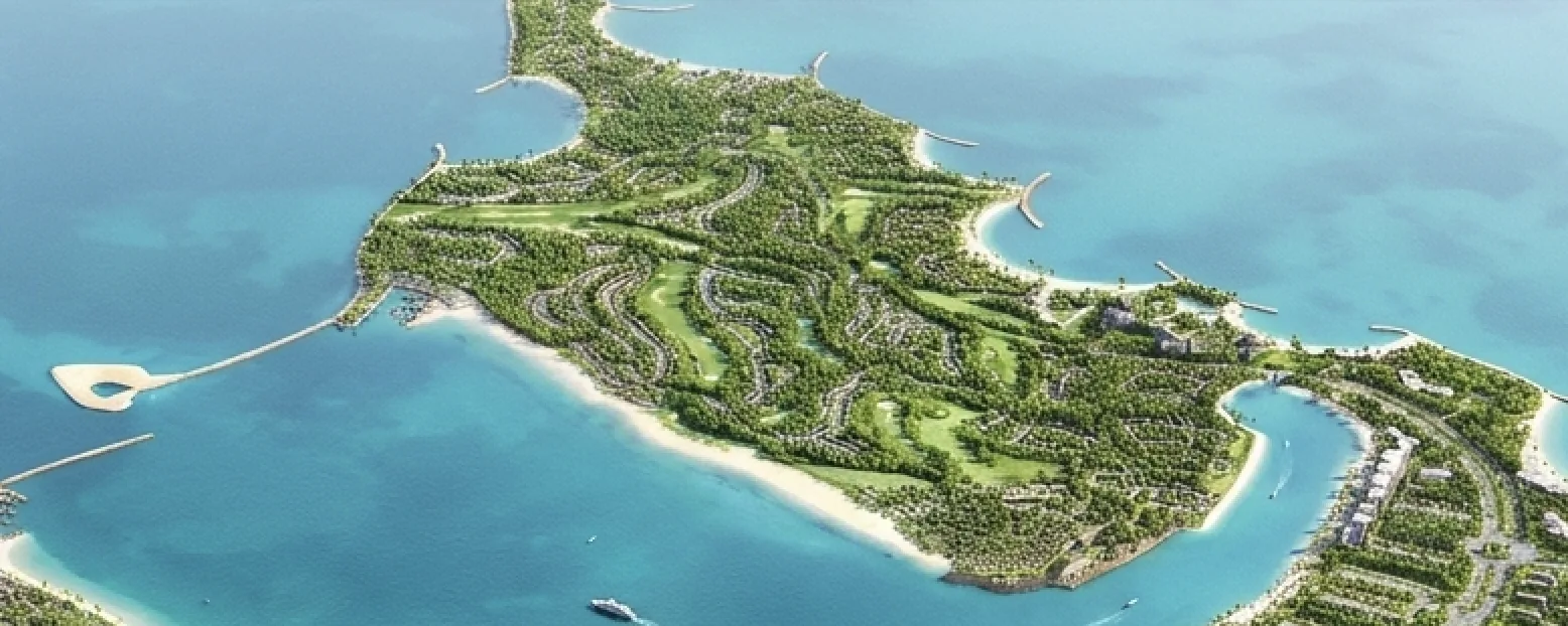 Aerial view of Oasis Island, Dubai Islands