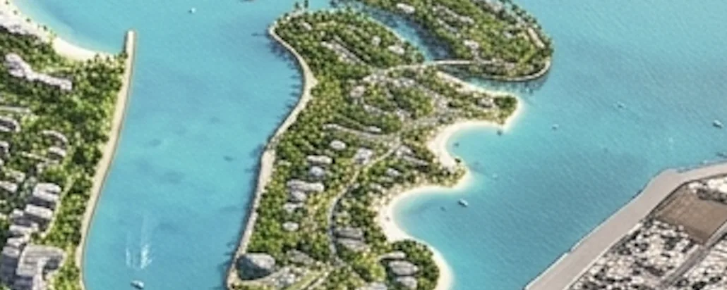 Aerial view of Elite Island, Dubai Islands
